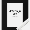Ramme Edsbyn Hvid 42x59,4 cm (A2) - Passepartout Sort 25x38 cm