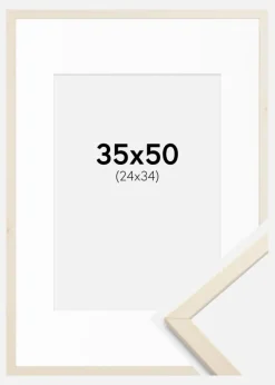 Ramme Edsbyn Løn 35x50 cm - Passepartout Hvid 25x35 cm