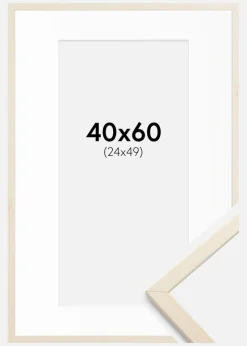 Ramme Edsbyn Løn 40x60 cm - Passepartout Hvid 25x50 cm