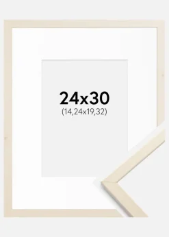 Ramme Edsbyn Løn 24x30 cm - Passepartout Hvid 6x8 inches