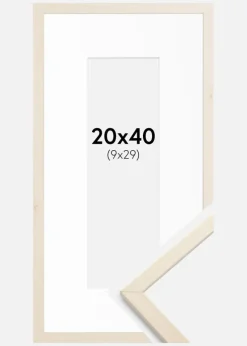 Ramme Edsbyn Løn 20x40 cm - Passepartout Hvid 10x30 cm