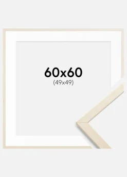 Ramme Edsbyn Løn 60x60 cm - Passepartout Hvid 50x50 cm