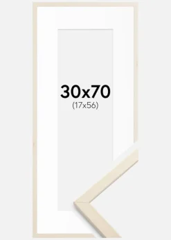 Ramme Edsbyn Løn 30x70 cm - Passepartout Hvid 18x57 cm