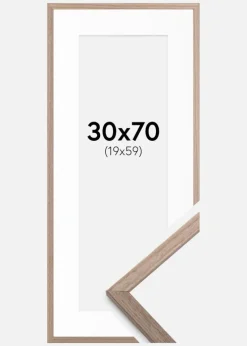 Ramme Edsbyn Lys Valnød 30x70 cm - Passepartout Hvid 20x60 cm