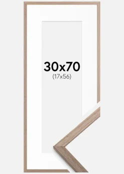 Ramme Edsbyn Lys Valnød 30x70 cm - Passepartout Hvid 18x57 cm