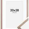 Ramme Edsbyn Lys Valnød 20x28 cm - Passepartout Hvid 15x23 cm