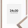 Ramme Edsbyn Lys Valnød 24x30 cm - Passepartout Hvid 6x8 inches