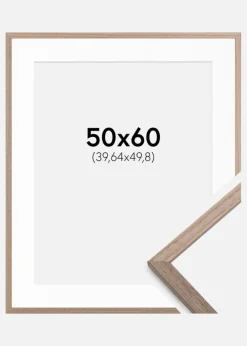 Ramme Edsbyn Lys Valnød 50x60 cm - Passepartout Hvid 16x20 inches
