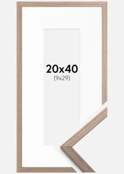 Ramme Edsbyn Lys Valnød 20x40 cm - Passepartout Hvid 10x30 cm