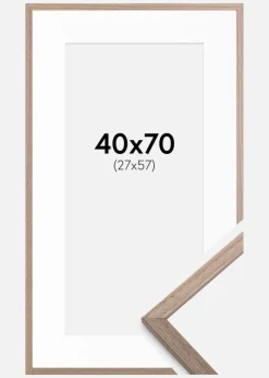 Ramme Edsbyn Lys Valnød 40x70 cm - Passepartout Hvid 28x58 cm