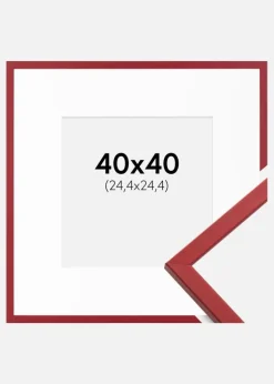Ramme Edsbyn Rød 40x40 cm - Passepartout Hvid 10x10 inches