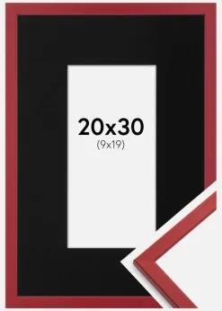 Ramme Edsbyn Rød 20x30 cm - Passepartout Sort 10x20 cm