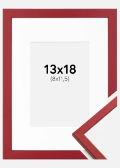 Ramme Edsbyn Rød 13x18 cm - Passepartout Hvid 9x12 cm