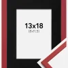 Ramme Edsbyn Rød 13x18 cm - Passepartout Sort 9x12 cm