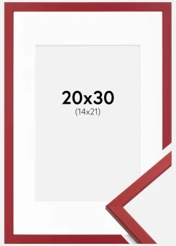 Ramme Edsbyn Rød 20x30 cm - Passepartout Hvid 15x22 cm