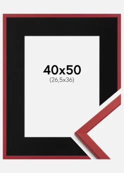 Ramme Edsbyn Rød 40x50 cm - Passepartout Sort 27,5x37 cm