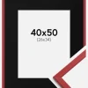 Ramme Edsbyn Rød 40x50 cm - Passepartout Sort 27x35 cm