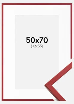 Ramme Edsbyn Rød 50x70 cm - Passepartout Hvid 33x56 cm