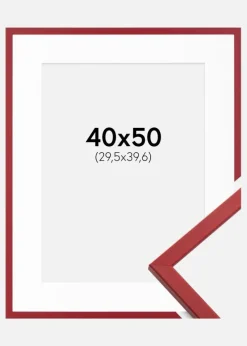 Ramme Edsbyn Rød 40x50 cm - Passepartout Hvid 12x16 inches