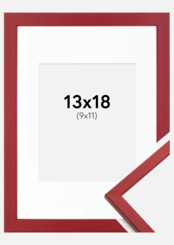 Ramme Edsbyn Rød 13x18 cm - Passepartout Hvid 10x12 cm