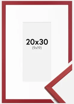 Ramme Edsbyn Rød 20x30 cm - Passepartout Hvid 10x20 cm
