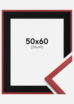 Ramme Edsbyn Rød 50x60 cm - Passepartout Sort 40x50 cm