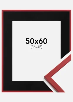 Ramme Edsbyn Rød 50x60 cm - Passepartout Sort 37x46 cm