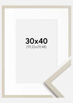 Ramme Edsbyn Sand 30x40 cm - Passepartout Hvid 8x12 inches