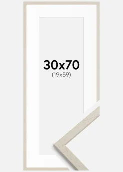 Ramme Edsbyn Sand 30x70 cm - Passepartout Hvid 20x60 cm
