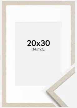 Ramme Edsbyn Sand 20x30 cm - Passepartout Hvid 15x21 cm (A5)