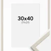 Ramme Edsbyn Sand 30x40 cm - Passepartout Hvid 20x30 cm
