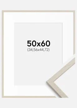 Ramme Edsbyn Sand 50x60 cm - Passepartout Hvid 14x18 inches