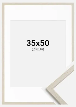 Ramme Edsbyn Sand 35x50 cm - Passepartout Hvid 30x35 cm