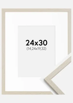 Ramme Edsbyn Sand 24x30 cm - Passepartout Hvid 6x8 inches