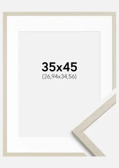 Ramme Edsbyn Sand 35x45 cm - Passepartout Hvid 11x14 inches