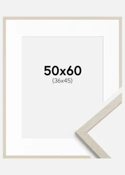 Ramme Edsbyn Sand 50x60 cm - Passepartout Hvid 37x46 cm