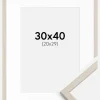 Ramme Edsbyn Sand 30x40 cm - Passepartout Hvid 21x30 cm