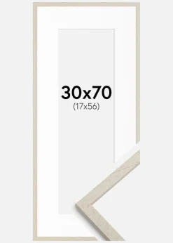 Ramme Edsbyn Sand 30x70 cm - Passepartout Hvid 18x57 cm