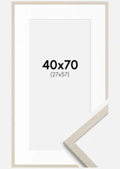 Ramme Edsbyn Sand 40x70 cm - Passepartout Hvid 28x58 cm