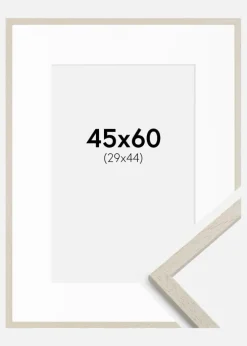 Ramme Edsbyn Sand 45x60 cm - Passepartout Hvid 30x45 cm