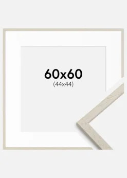 Ramme Edsbyn Sand 60x60 cm - Passepartout Hvid 45x45 cm