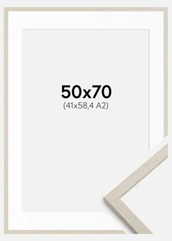 Ramme Edsbyn Sand 50x70 cm - Passepartout Hvid 42x59,4 cm (A2)