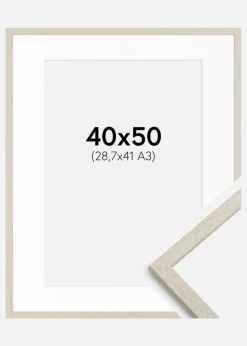 Ramme Edsbyn Sand 40x50 cm - Passepartout Hvid 29,7x42 cm (A3)