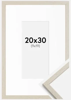 Ramme Edsbyn Sand 20x30 cm - Passepartout Hvid 10x20 cm