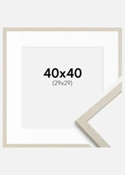 Ramme Edsbyn Sand 40x40 cm - Passepartout Hvid 30x30 cm