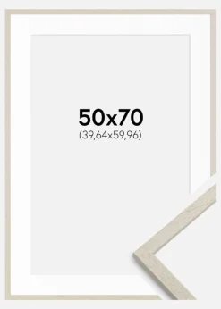 Ramme Edsbyn Sand 50x70 cm - Passepartout Hvid 16x24 inches