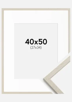 Ramme Edsbyn Sand 40x50 cm - Passepartout Hvid 28x35 cm