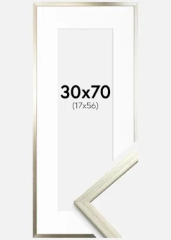 Ramme Edsbyn Sølv 30x70 cm - Passepartout Hvid 18x57 cm