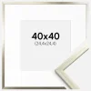 Ramme Edsbyn Sølv 40x40 cm - Passepartout Hvid 10x10 inches