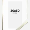 Ramme Edsbyn Sølv 30x50 cm - Passepartout Hvid 18x35 cm